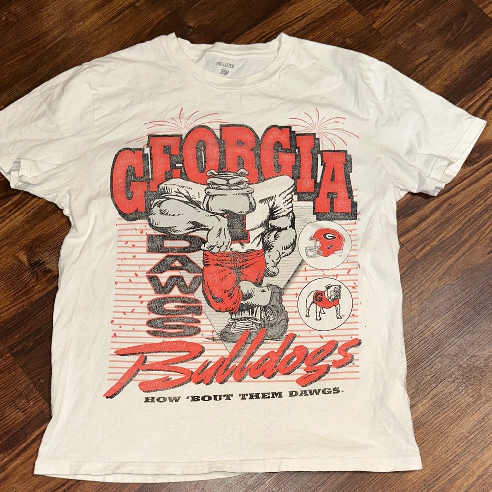 Hollister Georgia Bulldogs Graphic Tee - White and Red